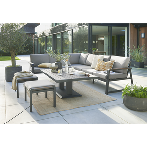 Hemsby Large Outdoor Corner Set With Gas Height Adjustable Table