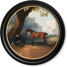 Load image into Gallery viewer, c.1763 George Stubb&#39;s Horse and Groom - Round Frame
