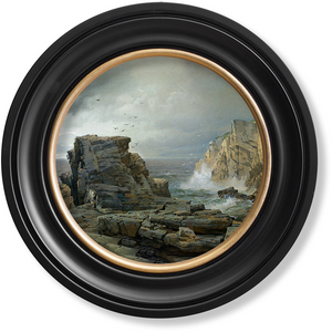 c.1877 Rocky Coast - Round Frame