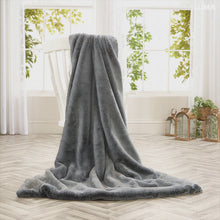 Load and play video in Gallery viewer, Katrina Hampton Luxury Frosted Gun Metal Faux Fur Throw
