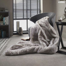 Load and play video in Gallery viewer, Katrina Hampton Luxury Silver Alaska Fox Fur Throw
