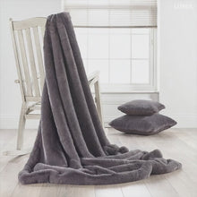 Load and play video in Gallery viewer, Katrina Hampton Luxury Russian Blue Faux Fur Throw
