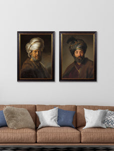 c.17th Century Rembrandt's Oriental Gentlemen Framed Print