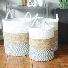 Load image into Gallery viewer, White Top Baskets Set of 3
