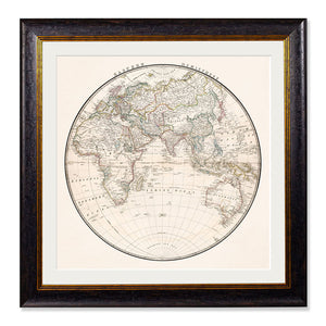 c.1838 World Map Hemispheres Framed Print