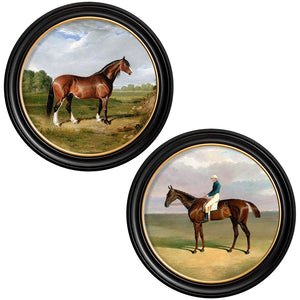 c.1840 Horses - Round Framed Print