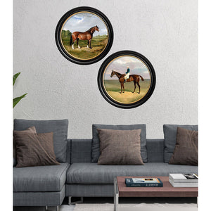 c.1840 Horses - Round Framed Print