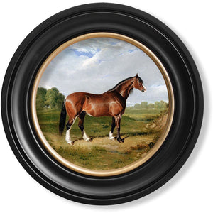 c.1840 Horses - Round Framed Print