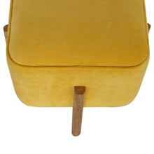 Load image into Gallery viewer, Mustard Velvet Footstool with Solid Wood Legs
