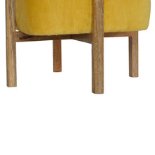 Load image into Gallery viewer, Mustard Velvet Footstool with Solid Wood Legs
