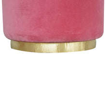 Load image into Gallery viewer, Large Pink Velvet Footstool with Gold Base
