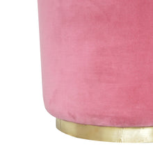 Load image into Gallery viewer, Large Pink Velvet Footstool with Gold Base
