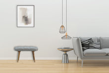 Load image into Gallery viewer, Nordic Style Bench with Deep Buttoned Grey Tweed Top
