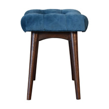 Load image into Gallery viewer, Mini Teal Cotton Velvet Curved Bench
