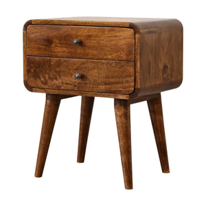 Curved Chestnut Bedside Table