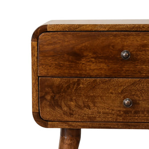 Curved Chestnut Bedside Table