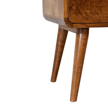 Load image into Gallery viewer, Curved Chestnut Bedside Table
