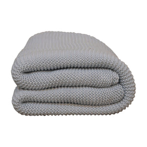 Double Bed Size Light Blue Knitted Throw