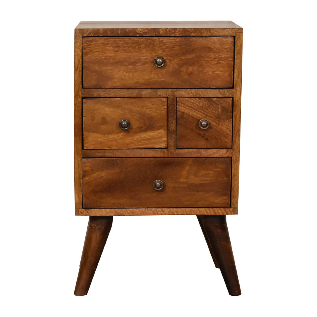 Chestnut Nordic Style 4 Drawer Multi Bedside Table