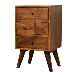 Chestnut Nordic Style 4 Drawer Multi Bedside Table