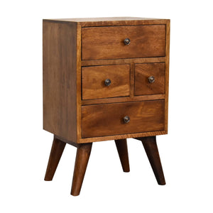 Chestnut Nordic Style 4 Drawer Multi Bedside Table