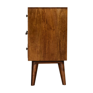 Chestnut Nordic Style 4 Drawer Multi Bedside Table