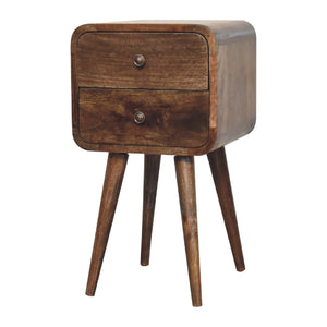 Mini Curved Grey Washed Bedside Table