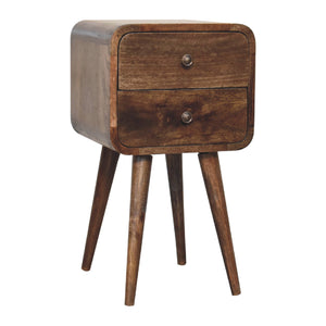 Mini Curved Grey Washed Bedside Table