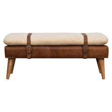 Load image into Gallery viewer, Bouclé Buffalo Hide Leather Bench
