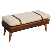 Load image into Gallery viewer, Bouclé Buffalo Hide Leather Bench
