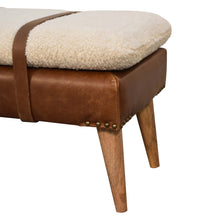 Load image into Gallery viewer, Bouclé Buffalo Hide Leather Bench
