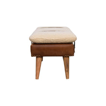 Load image into Gallery viewer, Bouclé Buffalo Hide Leather Bench
