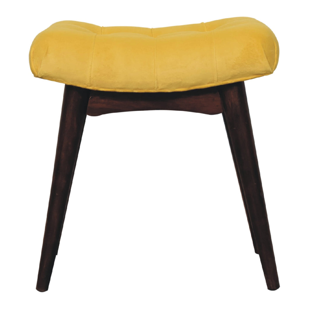 Mini Mustard Cotton Velvet Curved Bench