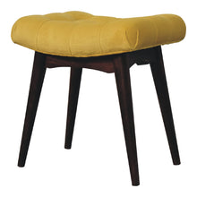 Load image into Gallery viewer, Mini Mustard Cotton Velvet Curved Bench
