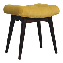 Load image into Gallery viewer, Mini Mustard Cotton Velvet Curved Bench
