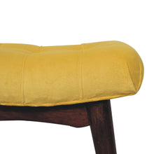 Load image into Gallery viewer, Mini Mustard Cotton Velvet Curved Bench
