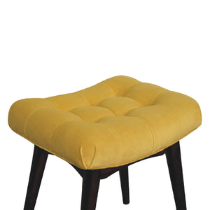 Mini Mustard Cotton Velvet Curved Bench