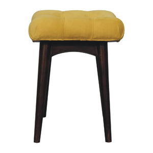 Mini Mustard Cotton Velvet Curved Bench