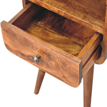 Load image into Gallery viewer, Mini Chestnut Curved Bedside Table with Open Slot
