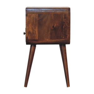 Mini Chestnut Curved Bedside Table with Open Slot