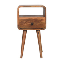 Load image into Gallery viewer, Mini Oak-ish Curved Bedside Table with Open Slot
