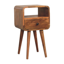 Load image into Gallery viewer, Mini Oak-ish Curved Bedside Table with Open Slot
