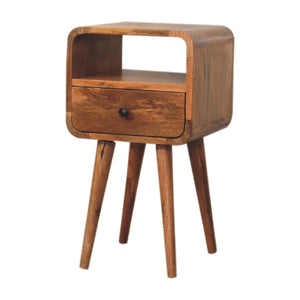 Mini Oak-ish Curved Bedside Table with Open Slot