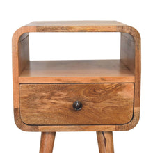 Load image into Gallery viewer, Mini Oak-ish Curved Bedside Table with Open Slot
