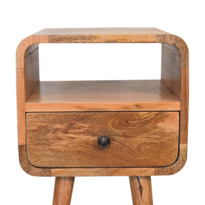 Mini Oak-ish Curved Bedside Table with Open Slot