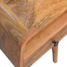 Load image into Gallery viewer, Mini Oak-ish Curved Bedside Table with Open Slot
