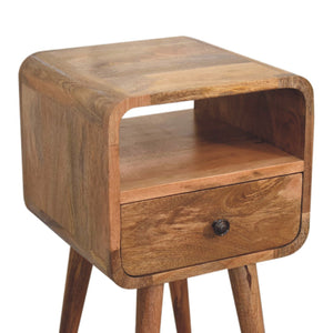 Mini Oak-ish Curved Bedside Table with Open Slot