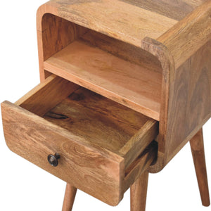 Mini Oak-ish Curved Bedside Table with Open Slot