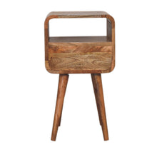 Load image into Gallery viewer, Mini Oak-ish Curved Bedside Table with Open Slot
