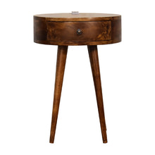 Load image into Gallery viewer, Single Chestnut Rounded Bedside Table Table with Reading Light
